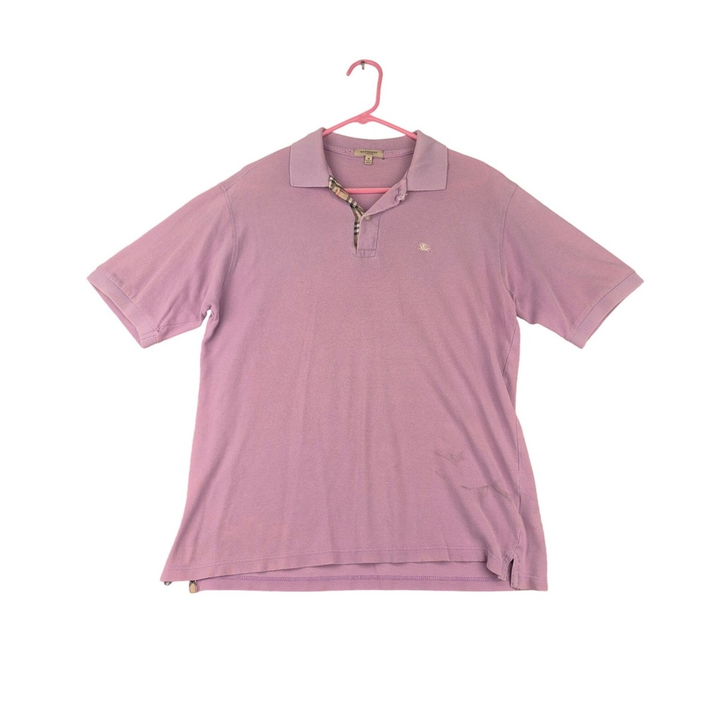Burberry London Mens Lavender Purple Nova Check Placket Polo Shirt Size M